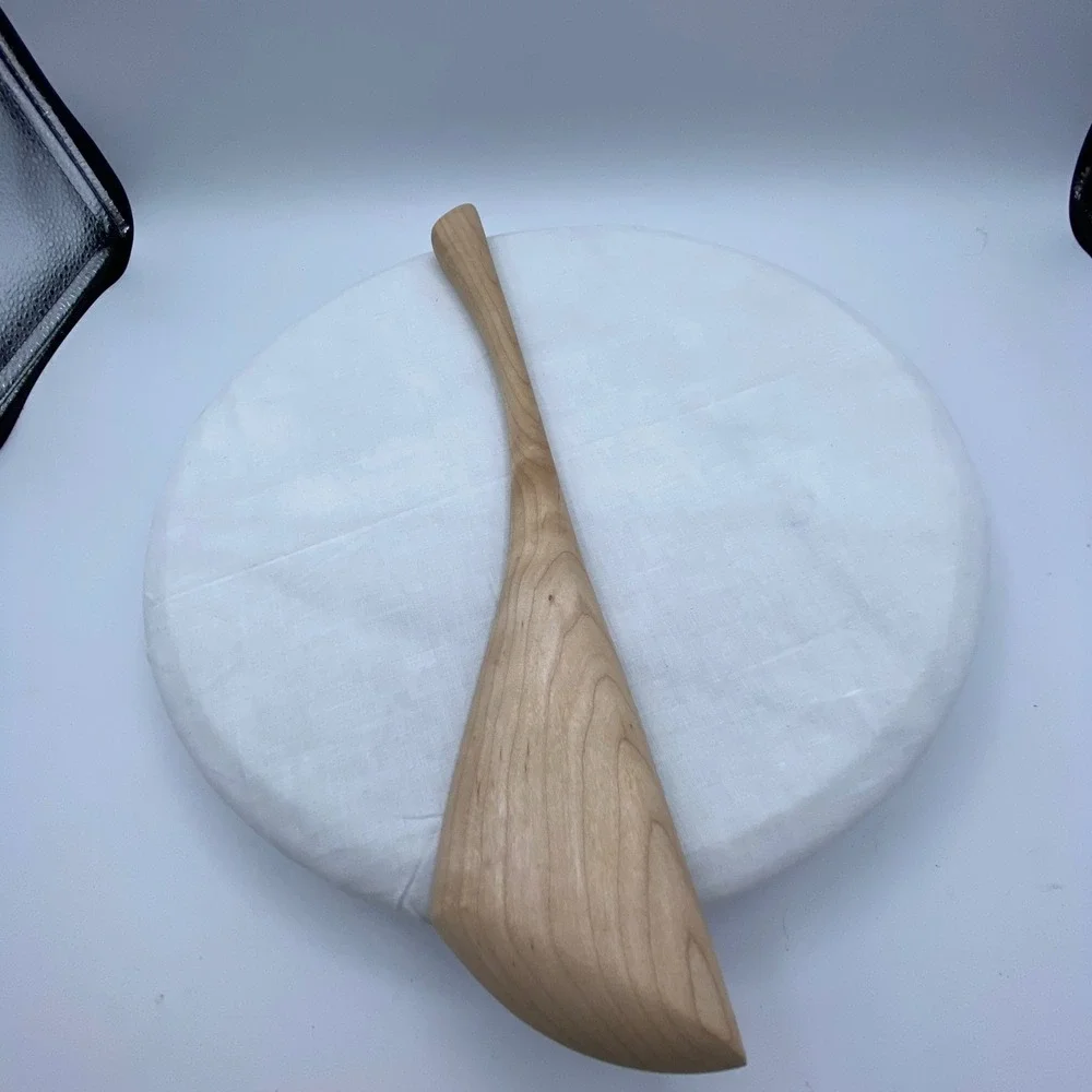Handcrafted 12in Wooden Stirring Spoon Spatula Natural Grain Maple Smooth